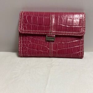 Liz Claiborne Pink Croc-Embossed Wallet Flap Closure
